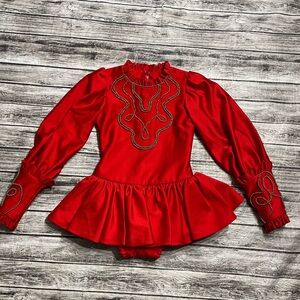 Red Kids Dress with Embroidered Details